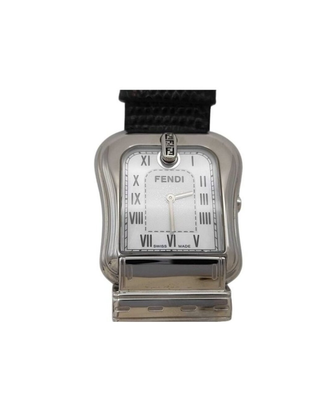 Fendi Watch Be Fendi Silver White Dial Brown Stainless Steel Leather